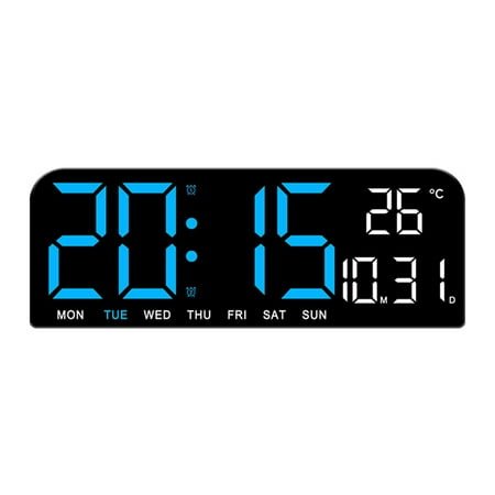 TIMESS Digital Alarm Clock 9.5 Large LED Display, Memory Backup, for Home (Blue)
