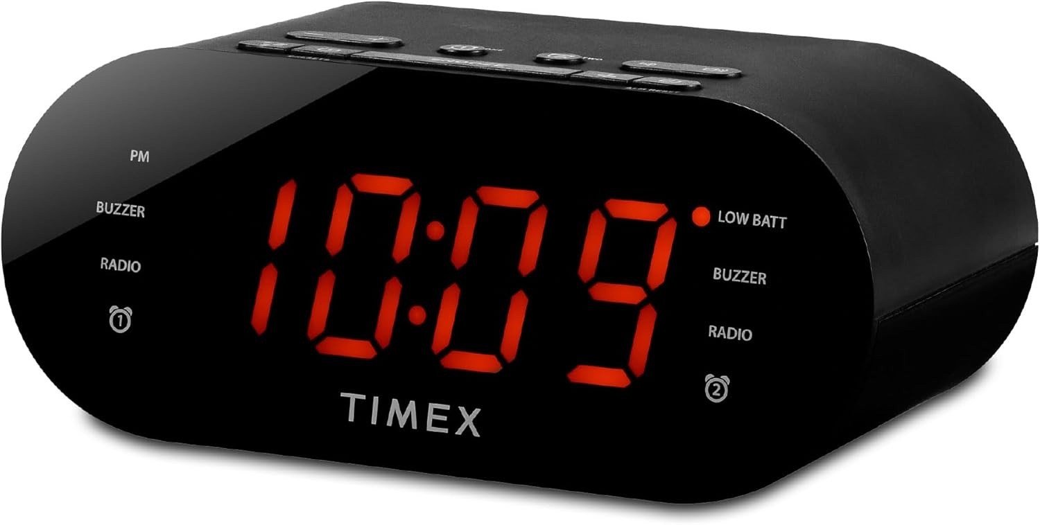 Timex T231GRY Dual Alarm AM/FM Clock Radio with Digital Tuning, 1.2" Display
