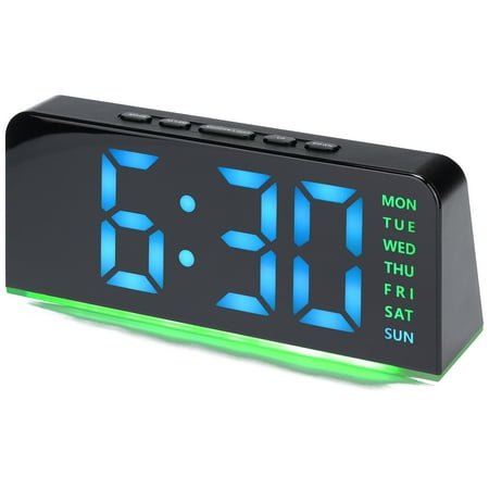 Unique Bargains Digital Dual Alarm Clock for Bedroom Black Green