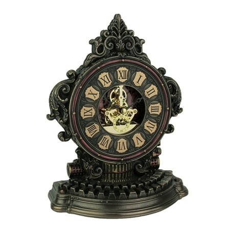 Veronese Design Steampunk Style Antique Typewriter Table Clock With Moving Clockworks