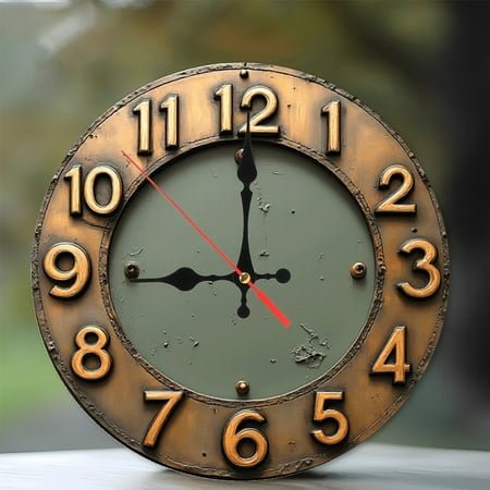 Vintage Bronze Wall Clock Large Antique Style 10-Inch Silent Wooden Wall Clock, Battery Operated (AA Batteries Not Included), Artistic Home Decor