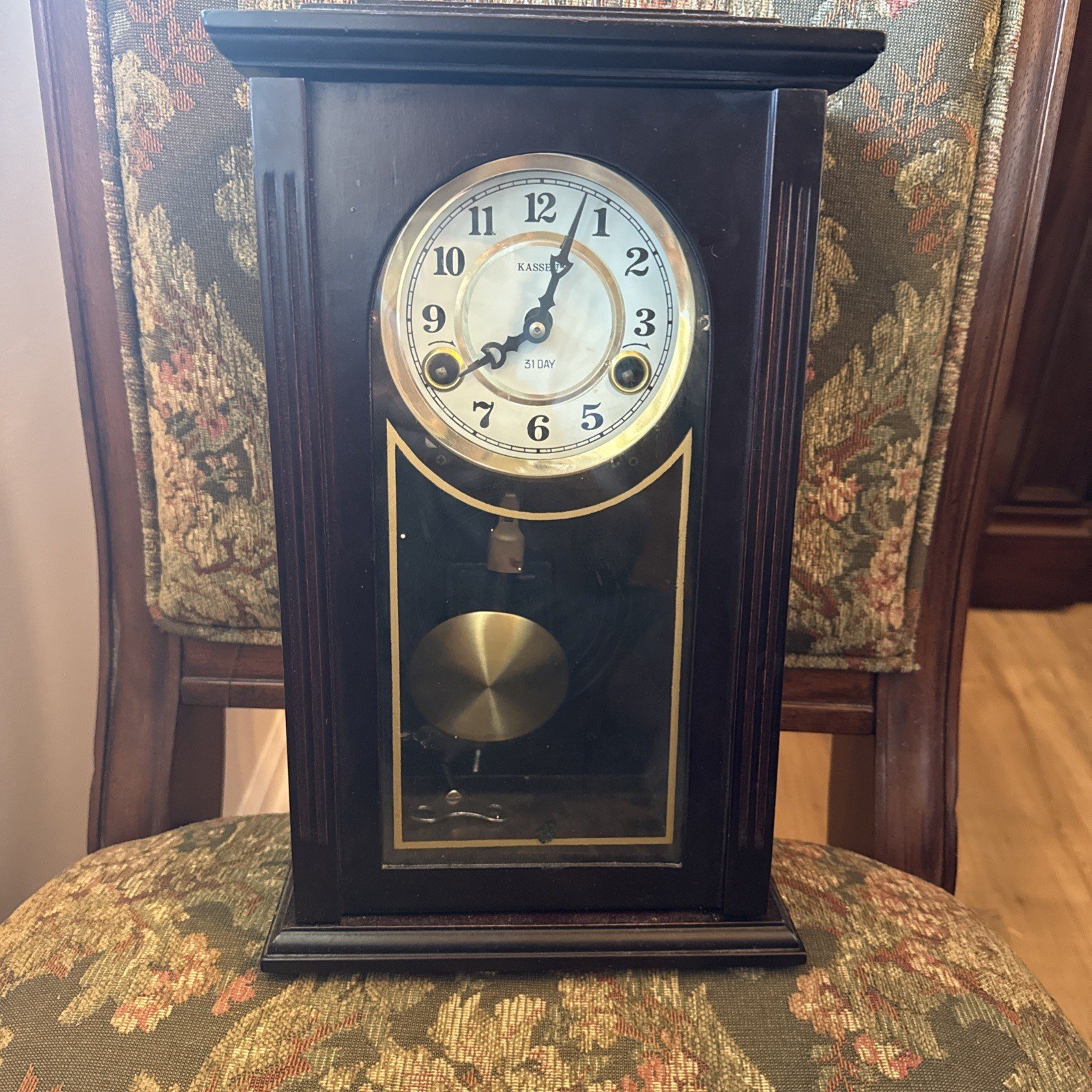 Vintage Kassel 31 Day Wall Clock Mechanical Key Wind Chime Pendulum Wood walnut