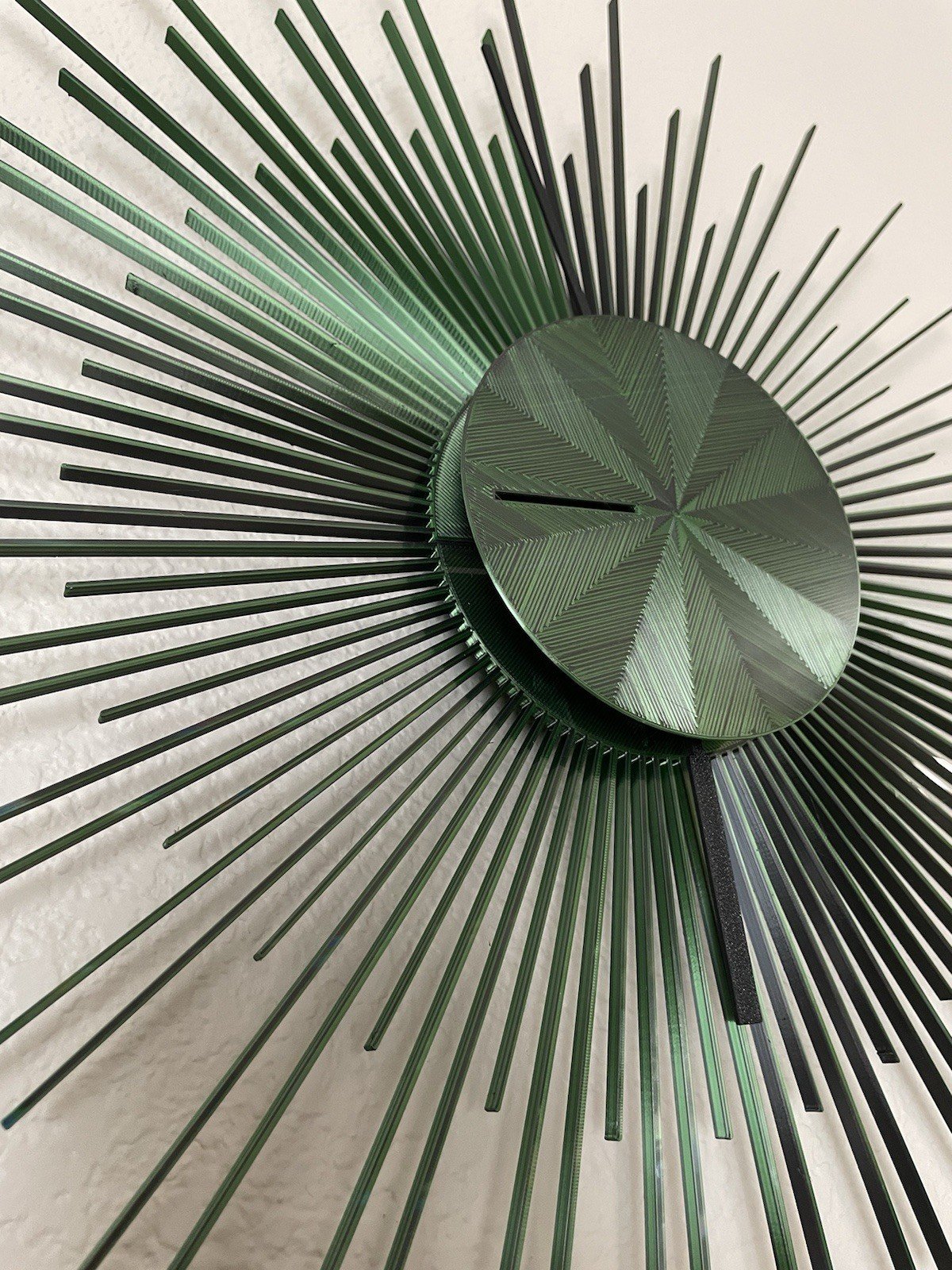 Vintage Mid Century Modern Sunburst Clock – Dark Green – Retro Starburst Style