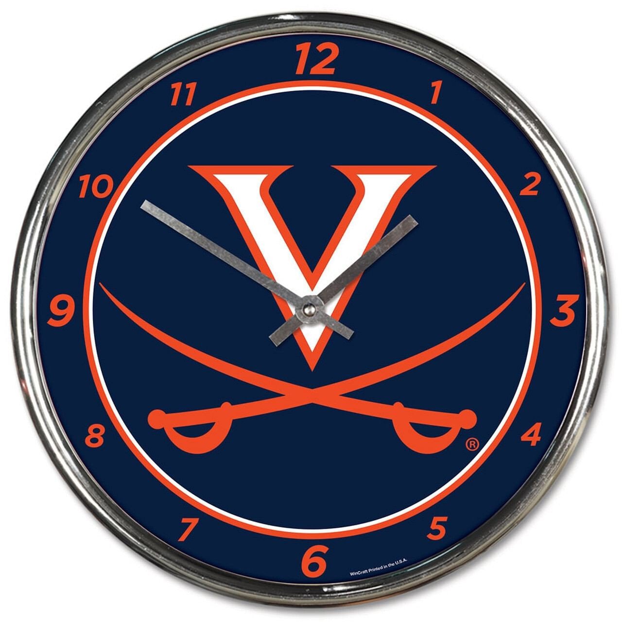 Virginia Cavaliers Clock Round Wall Style Chrome