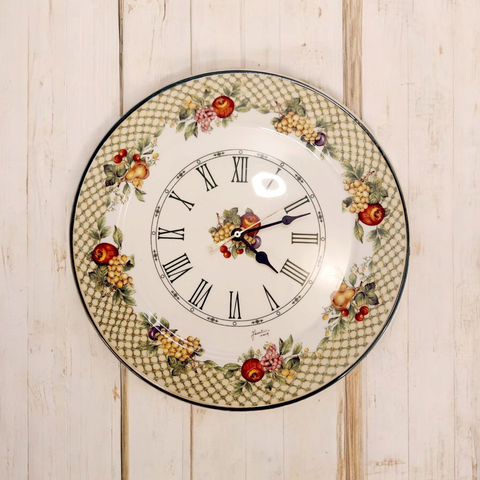 VTG Facciolini Italian Design Ceramic Wall Clock Lattice Fruit Made In Italy 12"