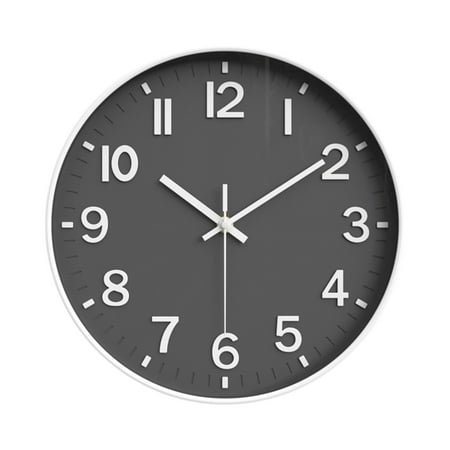Wall Clock 12 Inch Silent Non-Ticking Big Numbers Easy to Read Wall Clocks Decorative for Home Bedroom Office School Kitchen, Gray
