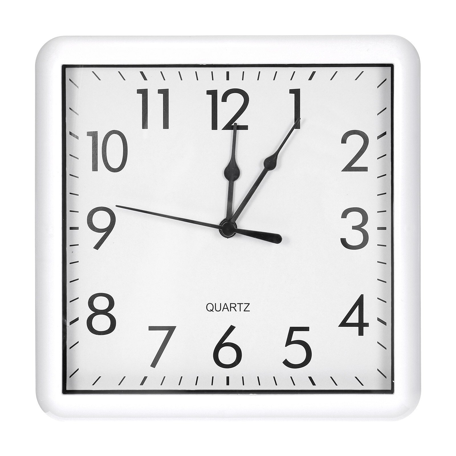Wall Clock 9"x9" Quartz Battery Operated Silent Square Wall Clocks White