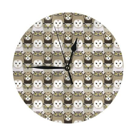 Wall Clock, Owl Pattern Print Wall Clocks Battery Operated Silent Kitchen Office Wall Clock Decorative, Wall Clock for School Classroom Living Room Bedroom Home Decor