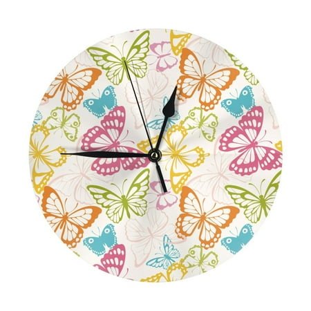 Wall Clock Retro colorful butterfly Wall Clocks Battery Operated, Modern Wall Clock for Bedroom, Classroom, Living Room, Office, Home Decor