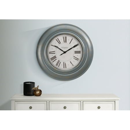 Wall Clocks Clocks, 30 Round, Large Oversized, Wall Clock, Antique Blue, Transitional,Table Clocks
