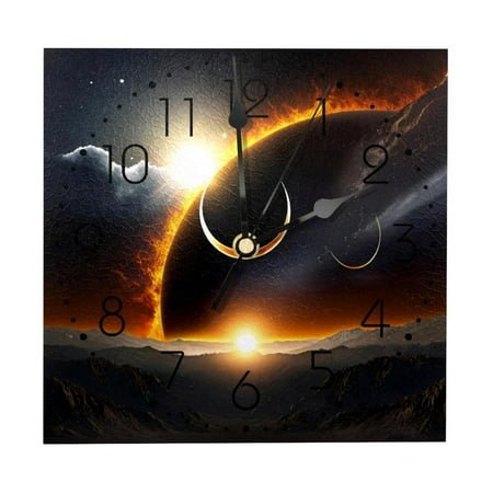 Wall Clocks, Solar Eclipse Spectacular Battery Operated Number Clock for Bedroom Living Kitchen Office Home Decor Silent & Non-Ticking