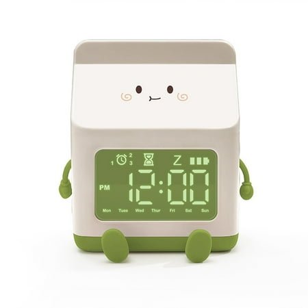 Washranp Kids Alarm Clock,Milk Carton Shape LED Digital Display Alarm Clock Wake-up Countdown Clock with Data Cable