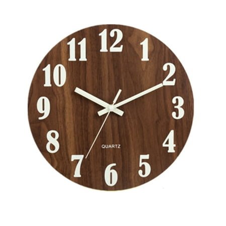 WHAMVOX 12 Inch Luminous Wooden Wall Clock Country Style Decorative