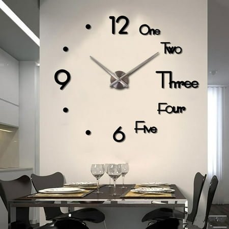 Willstar Large Wall Clock Modern Design 3D Wall Sticker Clock Modern Design Clock Wall Sticker