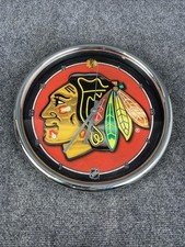 Wincraft Chicago Blackhawks 12" Logo Chrome Round Wall Clock WORKS