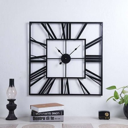 Writings on the Wall Square Roman Numbers Designer Wall Clock, Stylish and Latest, Handmade, Quartz Mechanism, Gold, 1.5 feet, Wall Mount, Square
