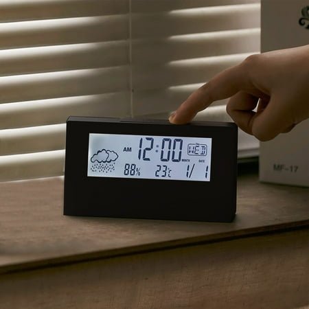 XGFHYJEH Alarm Clock, Digital clocks, Atomic Clocks, Alarm Clock with Usb Charge Port, Small Smart Bedside Tabletop Clock with Large LED Display & Temperature Humidity