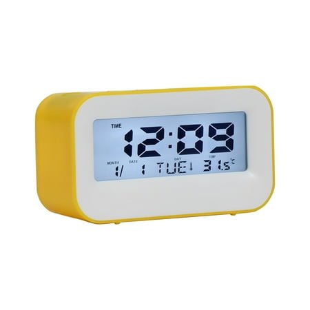 Ycandiee Digital Clocks,Digital Travel Alarm Clock,Alarm Clock,Small Digital Clock,LCD Display,Dimming,Date, Day of Week,Temp,Desk Clock, LED Clock for Bedside,Adjustable Volumes with Snooze