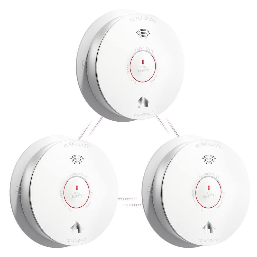 10-Year Battery Powered Wireless Interconnected Smoke and Carbon Monoxide Detector with Voice...