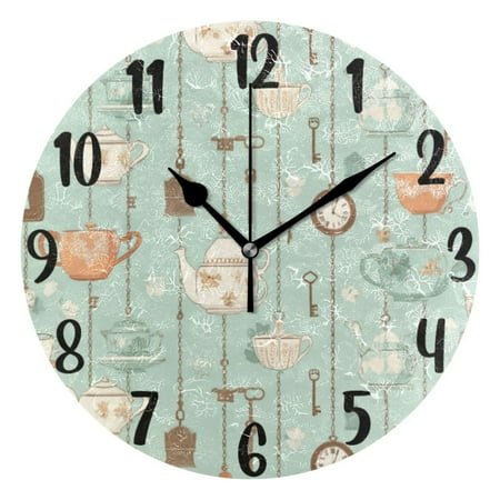 10 Quartz Indoor Wall Clock, Silent Mechanism Clock Teapots Clocks and Keys