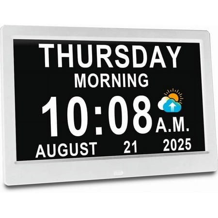 11.5 Inch Extra Large Digital Talking Clock with 19 Alarms, Auto DST, Talking Time, 20 Custom Reminders, 10-Level Auto Dimmer, Day Date Calendar Clock for Seniors Dementia Alzheimers', with Remote