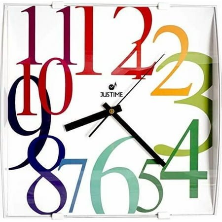 12-inch Modern Contemporary Square Non-Ticking Wall Clock Convex Glass Lens Home Decor (W40450-WA)