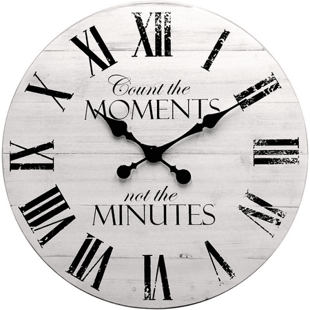 12 Inch Inspritional Silent Quartz Clock,White Distressed Shiplap Farmhouse Wooden Wall Clocks for Indoor Decor, Wall Clocks