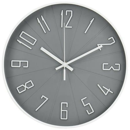 12 inch Modern Quartz Wall Clocks Battery Operated,Silent Non Ticking 3D Numbers Round Wall Clock for Kitchen Bedroom Living Room Office Classroom Decor