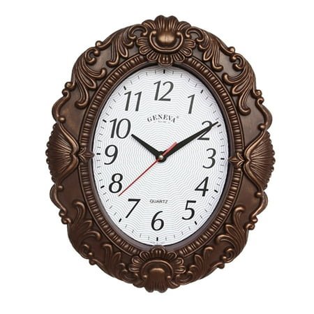 14'' Oval Clock,Decorative Clocks with Non Ticking Movement for Kitchen, Living Room Color