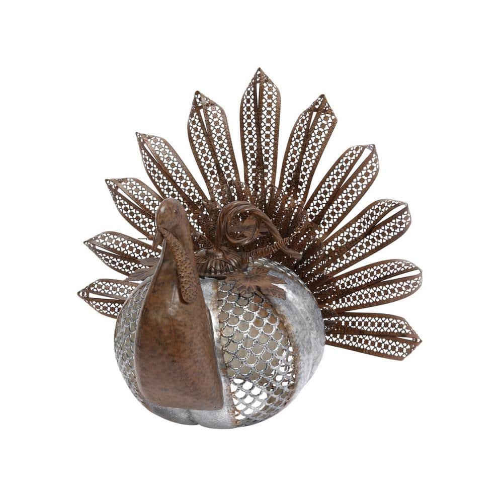 15.55 in. H Metal Rusted Metal Turkey