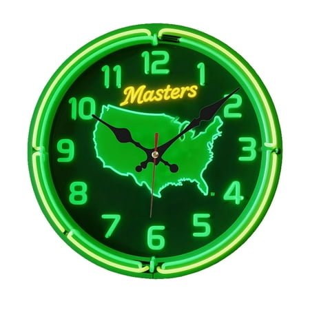 1pc Modern Wooden Silent Wall Clock - 10x10 Inch Neon Green Masters-Themed Golf Decor, Battery-Powered Non-Ticking Clock for Living Room, Office, Bedroom - Perfect Gift for Golf Enthusiasts, Teacher's