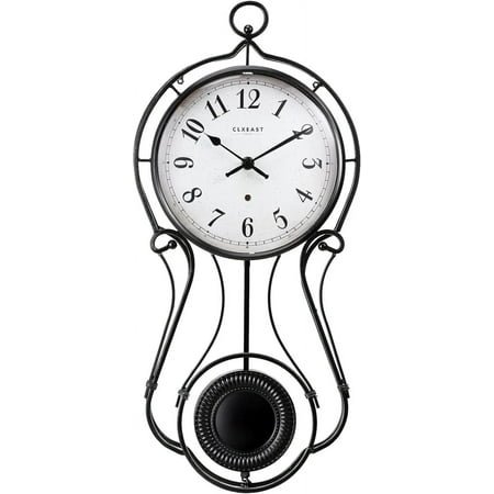 20 Inch Black Metal Pendulum Wall Clock, Large Schoolhouse Regulator Wall Clocks for Living Room Decor,House Warming Gifts New Home,Gifts for Women