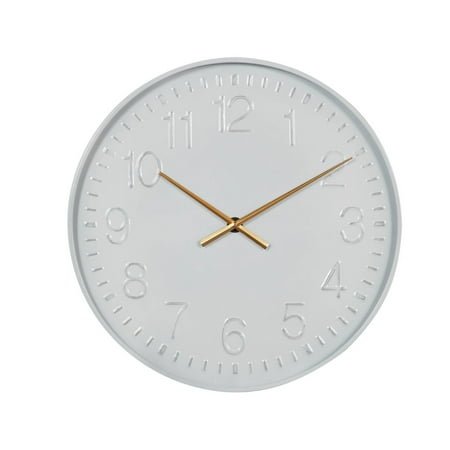 24x24 Metal Round Wall Clock White: Contemporary Indoor Decorative Analog Display