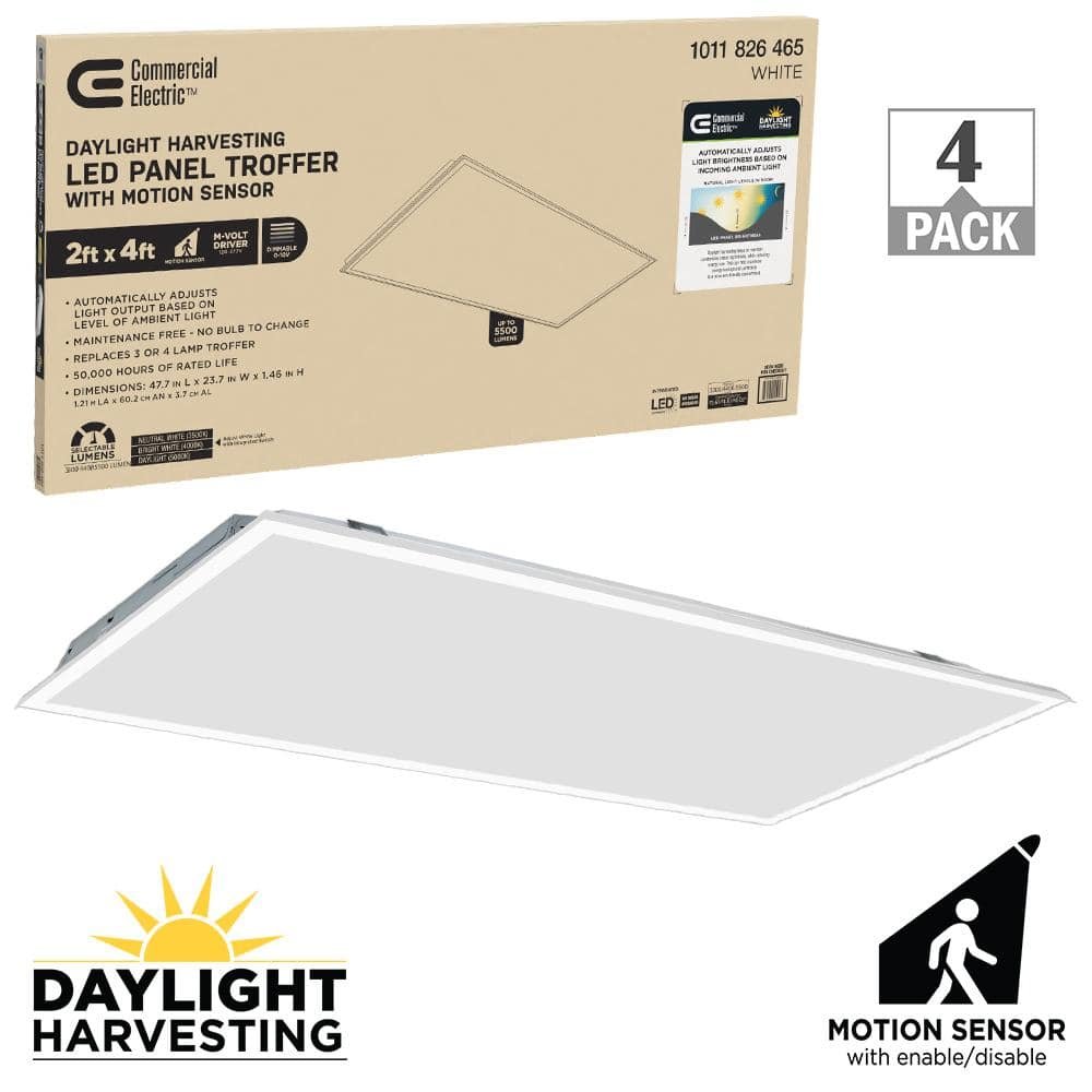 2 ft. x 4 ft. Daylight Harvesting Motion Sensor LED Panel Light...