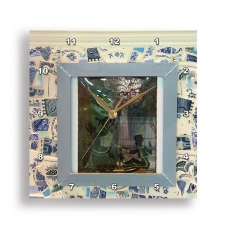 3dRose, Vintage Ceramic Art, 10x10 Wall Clock