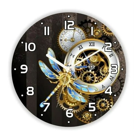 3D Vintage Steampunk Clocks and Gears Wall Clock for Living Room Antique Industrial Large Round Watch Bedroom Kitchen Decor