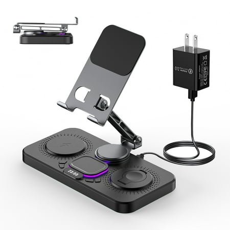 6-in-1 Wireless Charging Station for Multiple Devices with Clock & Night Light, 30W Fast Charger Dock for iPhone 16/15/14/13/12 Series, Samsung Galaxy S23/S22, AirPods, iPad & Apple Watch