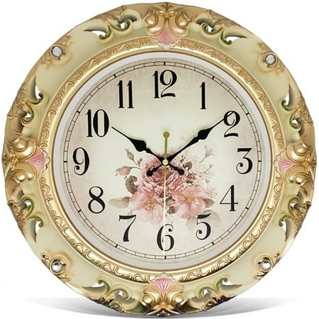 7N Quartz Pocket Watch Living Room Wall Clock European-Style Elegant Pastoral Hanging Clock Decoration Domestic Wall-Mounted Fashion Mute