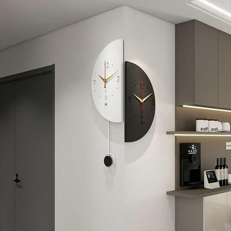 9in Double-Sided Corner Wall Clock, Living Room Luminous Creative Clock, Corner Clock with Light is Suitable for Bedroom Living Room Office