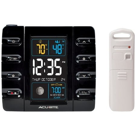 AcuRite Alarm Clock with Time Projection, Inteli-Time Technology, USB Charging Port, and Indoor/Outdoor Temperature (13020CA)