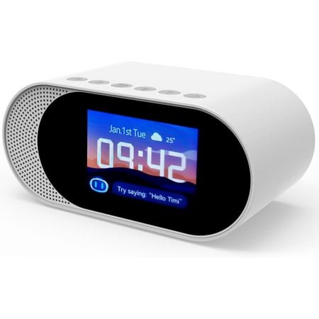 AI Clock, Clock with ChatGPT, GPT Voice Assistant, Smart Clock, Voice-Controlled, AI Device, ChatGPT, Sound Machine to Wake Alarm Clock for Toddlers and Kids, WiFi, 2.8 Inch Screen