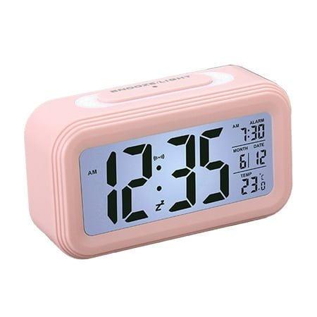 Alarm Clock for Heavy Sleepers Adults, Large Led Digital Mirror Alarm Clock, Vibrating Alarm Clock, for Teens Adults - Pink