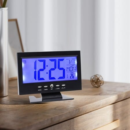 Alarm Clock, InsCrazy Large Screen Electronic Alarm Clock Intelligent Voice Control Night Light Date Alarm Clock