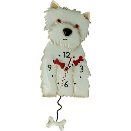 Allen Designs Enesco Westin The West Highland Terrier Dog Sculpted Pendulum Wall Clock, 15 Inch, White