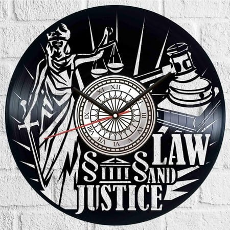 Amblelife Law and Justice Vinyl Record Wall Clock Retro style Wall clock Silent Home Decor Unique Art Special Home Accessories Creative Personality Gift
