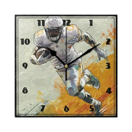 American Football Player Wall Clock 7.78 Non-Ticking Silent Battery Operated for Home Bedroom Office Kitchen Living Room