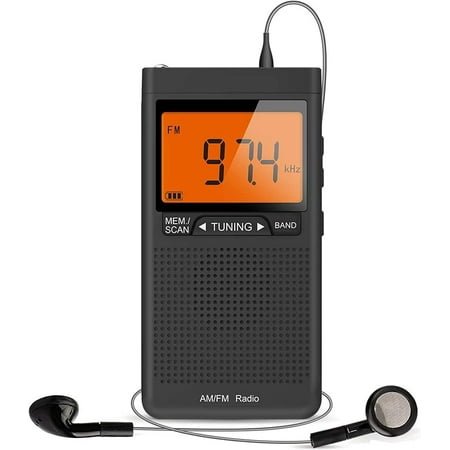 AM/FM Walkman Radio, Pocket Transistor Radio with Big Digital Screen, Battery Operated Portable Radio, Sleep Timer and Alarm Clock for Jogging,Walking Grey