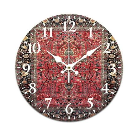 Antique Persian Red Rug Wall Clock Modern Design Clocks Wall Hanging Home Office School Clocks Round PVC Wall Clocks