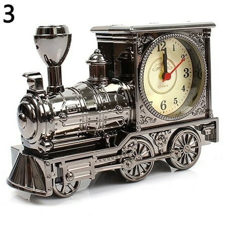 AQRS Cartoon Locomotive Train Alarm Clock Retro Engine Design Table Desk Decor