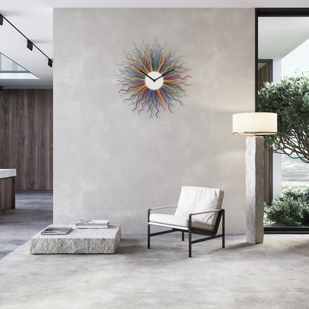 Ardeola - Medusa Rainbow XL - 23.5 in Analog Battery Powered Boho Sunburst Wall Clock